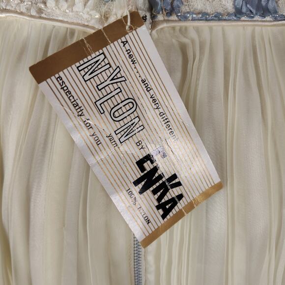 Vintage 60s Fit and Flare Coquette Party Dress Size 6 Ivory Enka Nylon Chiffon - Picture 9 of 16